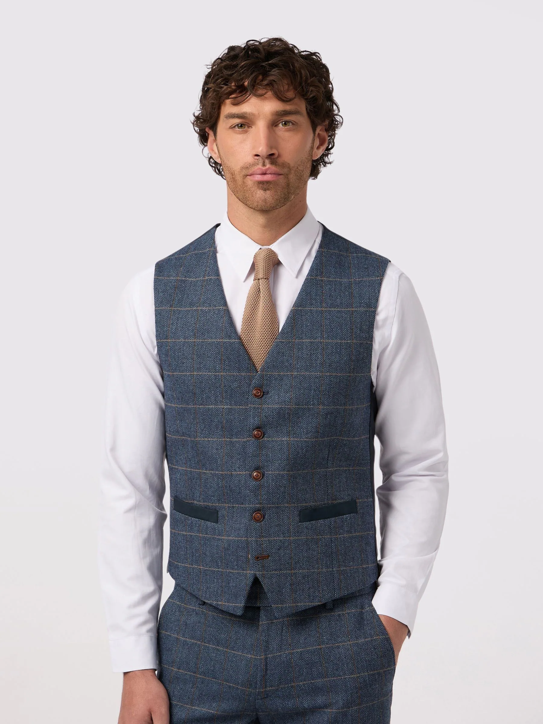 Antique Rogue Lenox Denim Check Waistcoat