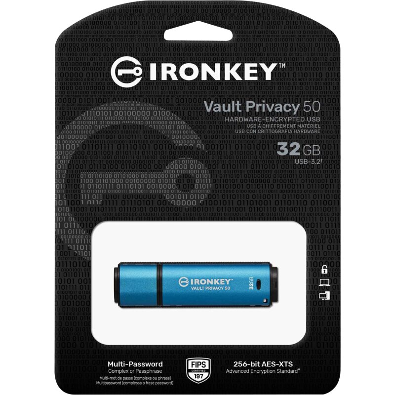 Kingston Technology IronKey 32Go Vault Privacy 50 chiffrée AES-256, FIPS 197