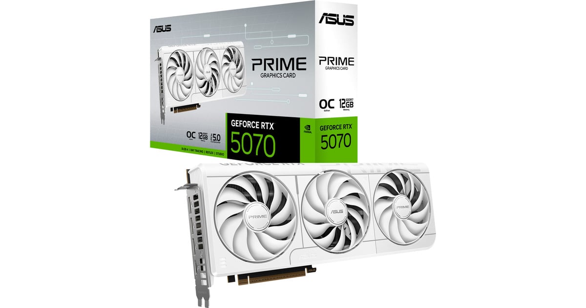 ASUSPRIME GeForce RTX 5070 OC White grafische kaart  (Wit, 3x DisplayPort, 2x HDMI, DLSS 4)