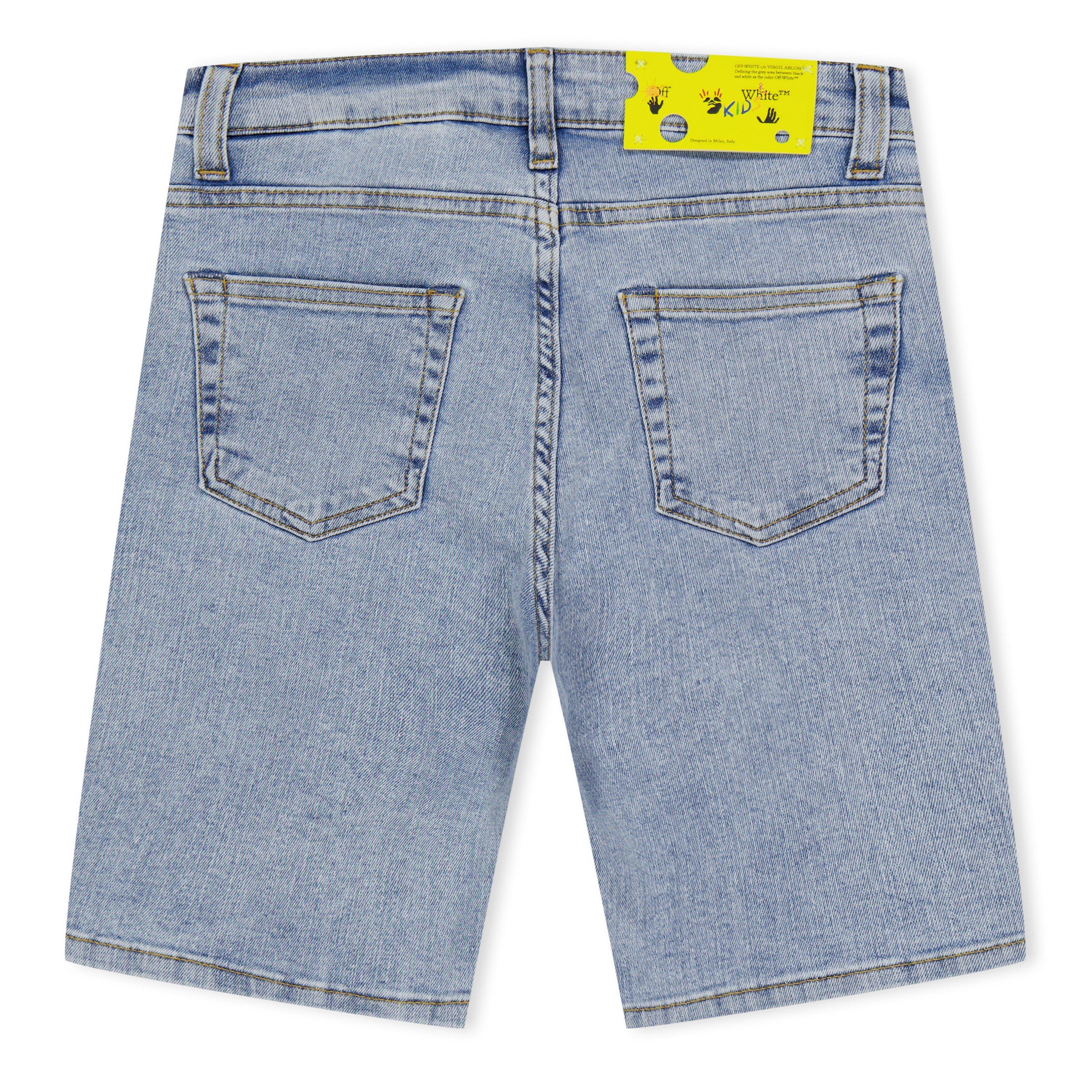 Off White Helvetica Denim Shorts Juniors