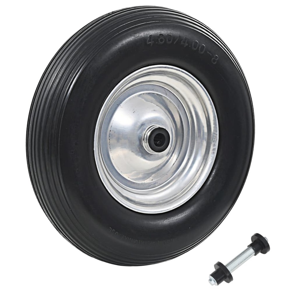 Roue de brouette avec axe pu solide 4.00-8 390 mm