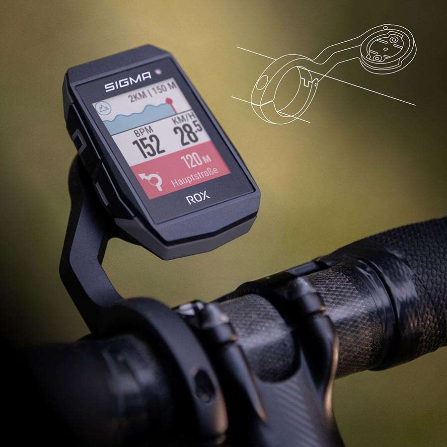 Sigma Sport ROX 11.1 EVO Top Mount GPS Fietscomputer Met Hartslagband Zwart