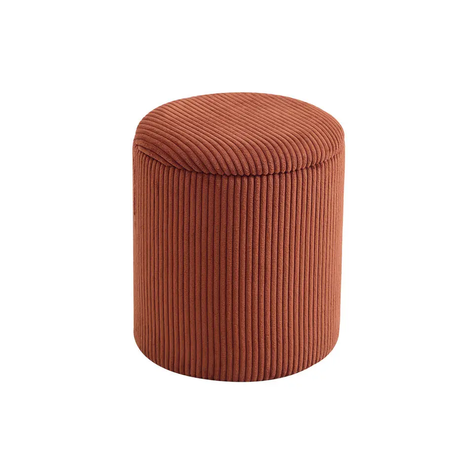 Set van 3 poefs met opbergruimte van hout en ribfluweel
