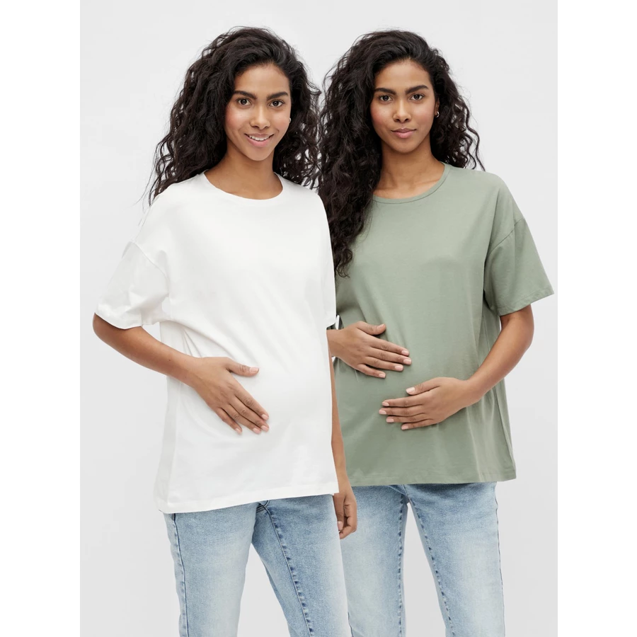 mama;licious Umstandsshirt MLMARY 2er-Pack Hedge GreenSnow White