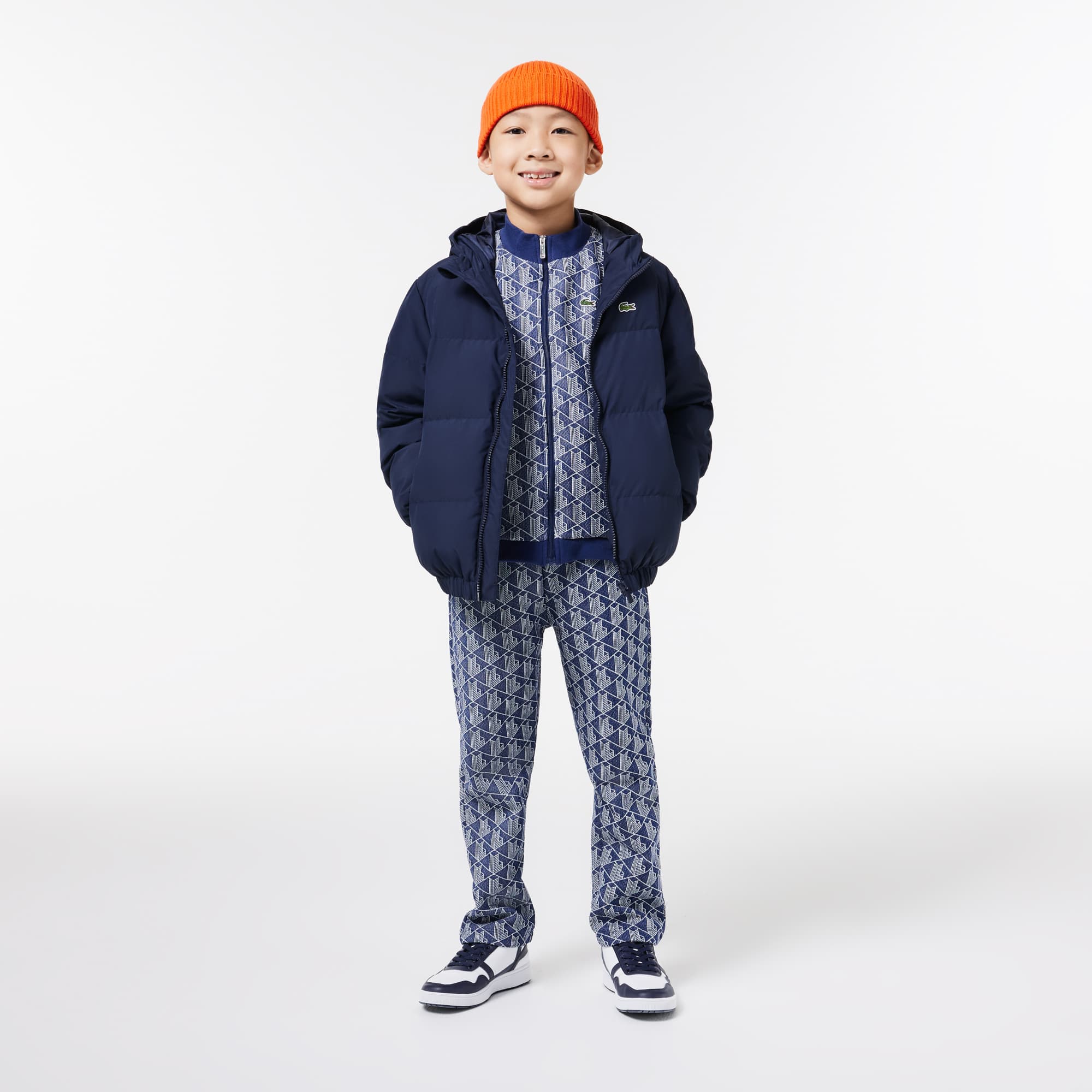 Doudoune à capuche avec crocodile au dos Manteaux & Blousons - Bleu - Lacoste - Enfant