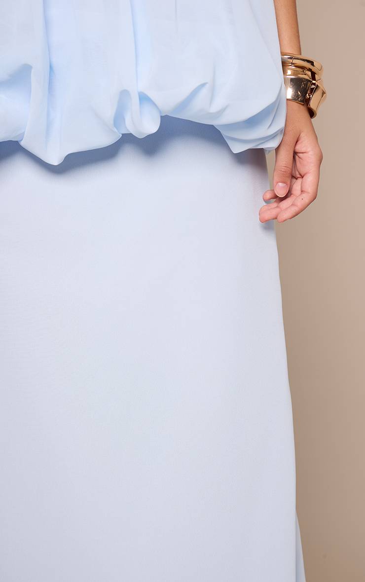 Bleu Clair Jupe Maxi En Mousseline Taille Mi-haute Ensemble Coordonné