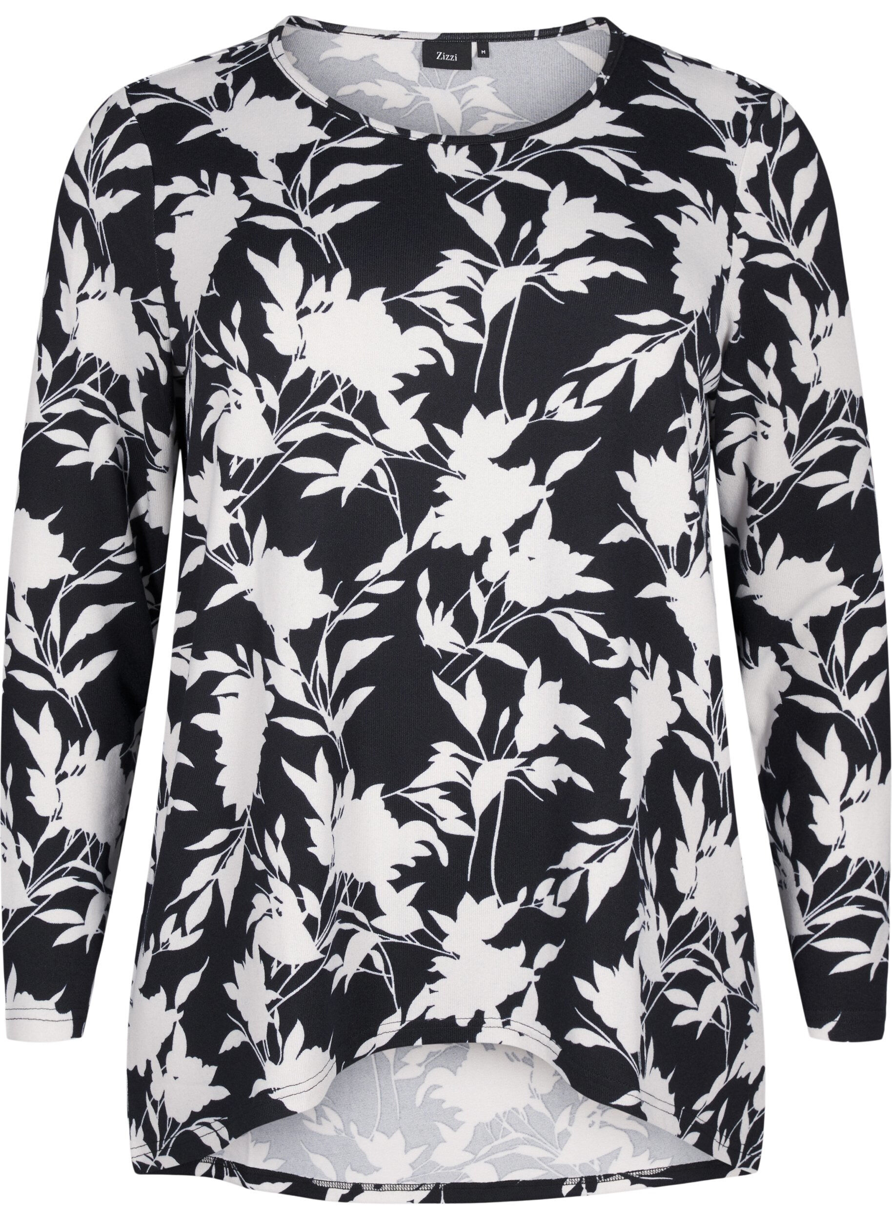 Blomstret bluse med lange ærmer