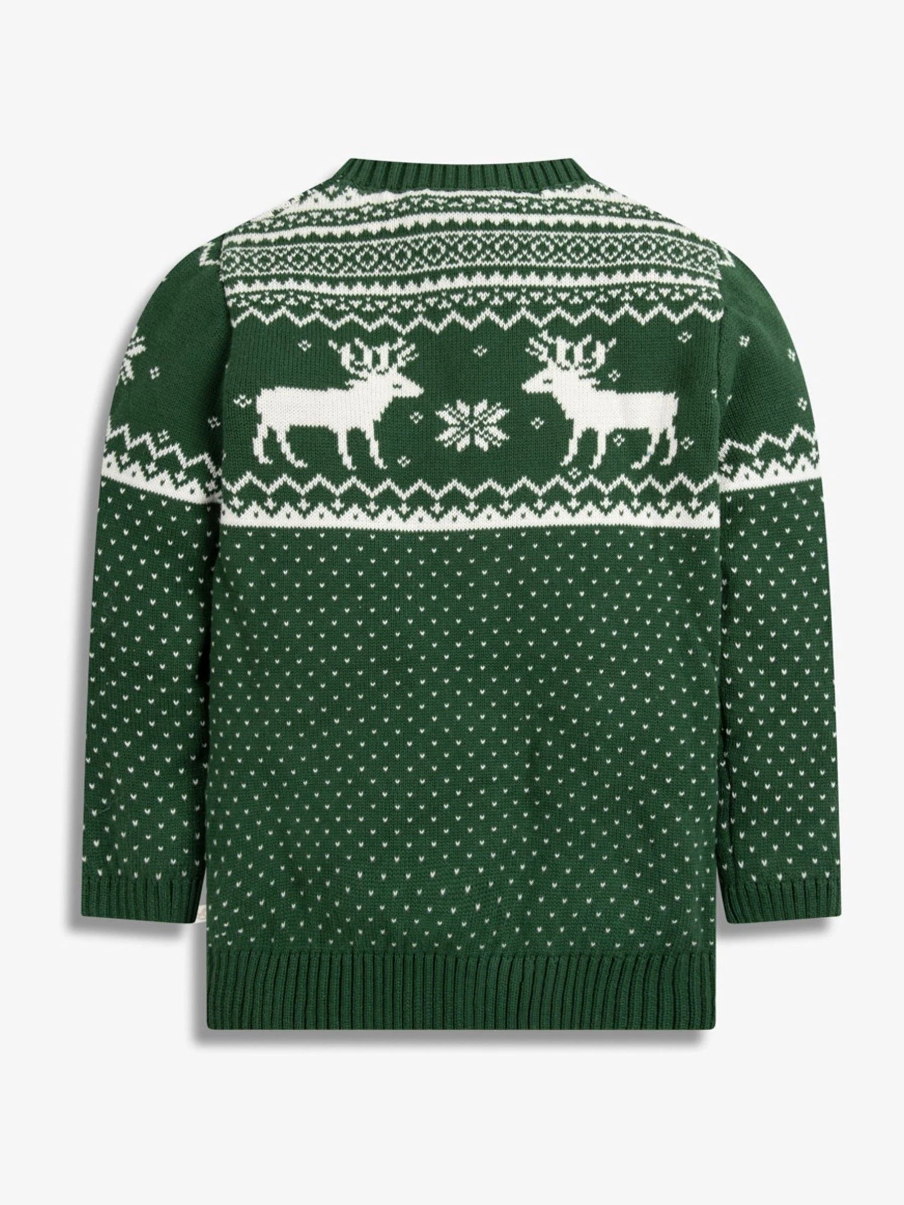 Groen - The Little Tailor kinderkersttrui met rendier-fairislepatroon