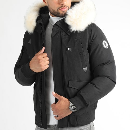 Parka Fourrure Chauffante Slim Fit Chicago Noir Beige