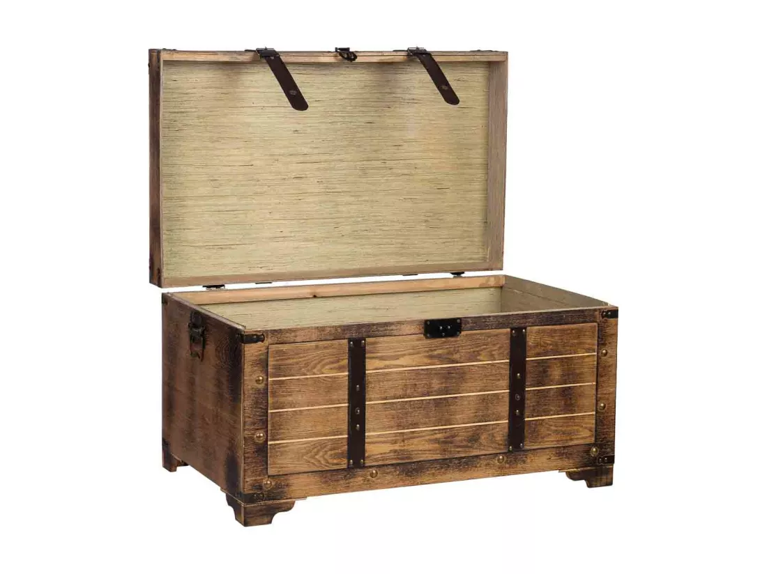 Coffre en bois marron 80x49x45,5
