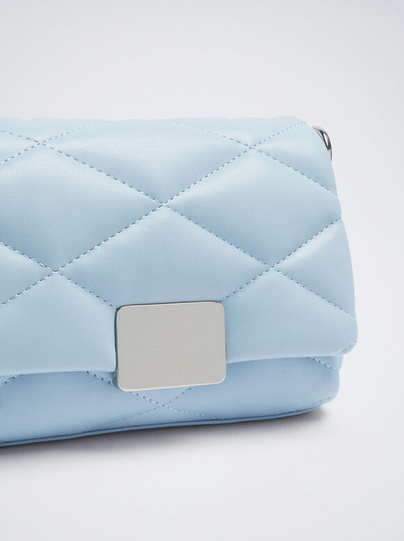 Bolsa acolchoada com corrente - Azul