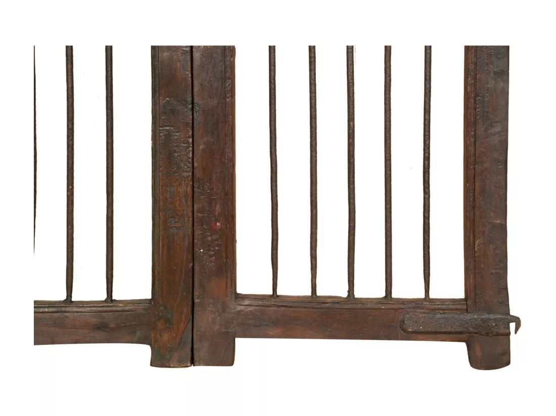 BISCOTTINI Portail - Bois Massif et Fer Finition Antique - Clôture en Fer - Portail en Métal - Porte Décorative - Portail d'Entrée - Clôture en Bois - Intérieur et Extérieur - 86x6x105cm