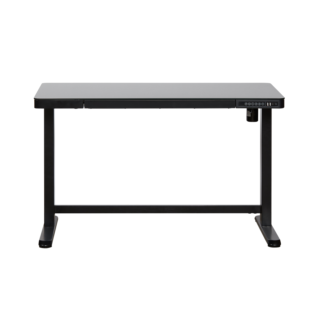 CONTINI höhenverstellbarer Bürotisch 120 x 60 cm schwarz Glasoberfläche