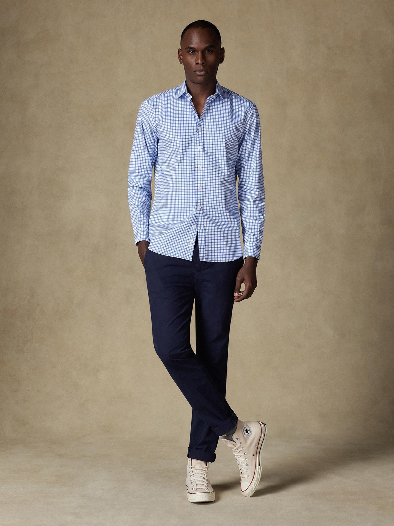 Chemise Carlton à carreaux bleus