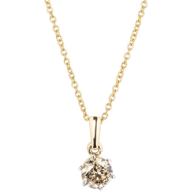 Brillant-Anhänger mit Kette, champagner, 0,50 ct., Gold 585