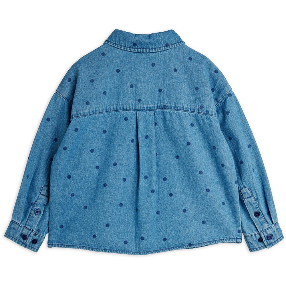 Køb Mini Rodini Blue Lw Denim Dots AOP Ls Skjorte