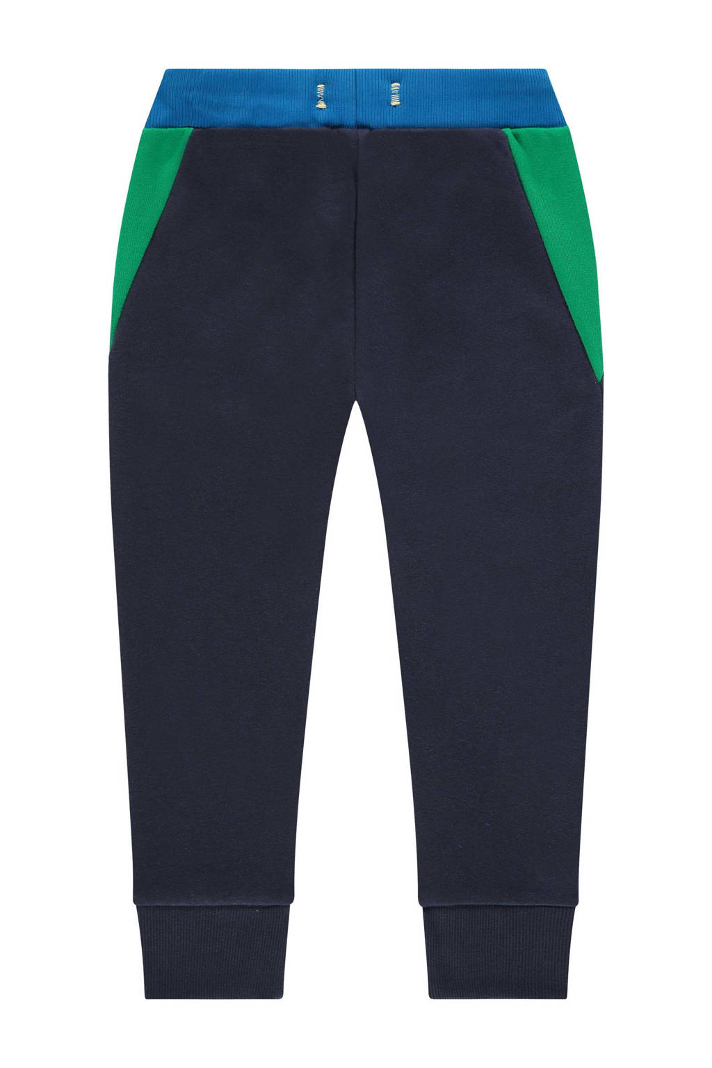 Stains&Stories regular fit broek donkerblauw/blauw/groen