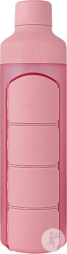 YOS Bouteille D'Eau 375ml Et Pilulier Quotidien Perfect Pink 1 Pièce