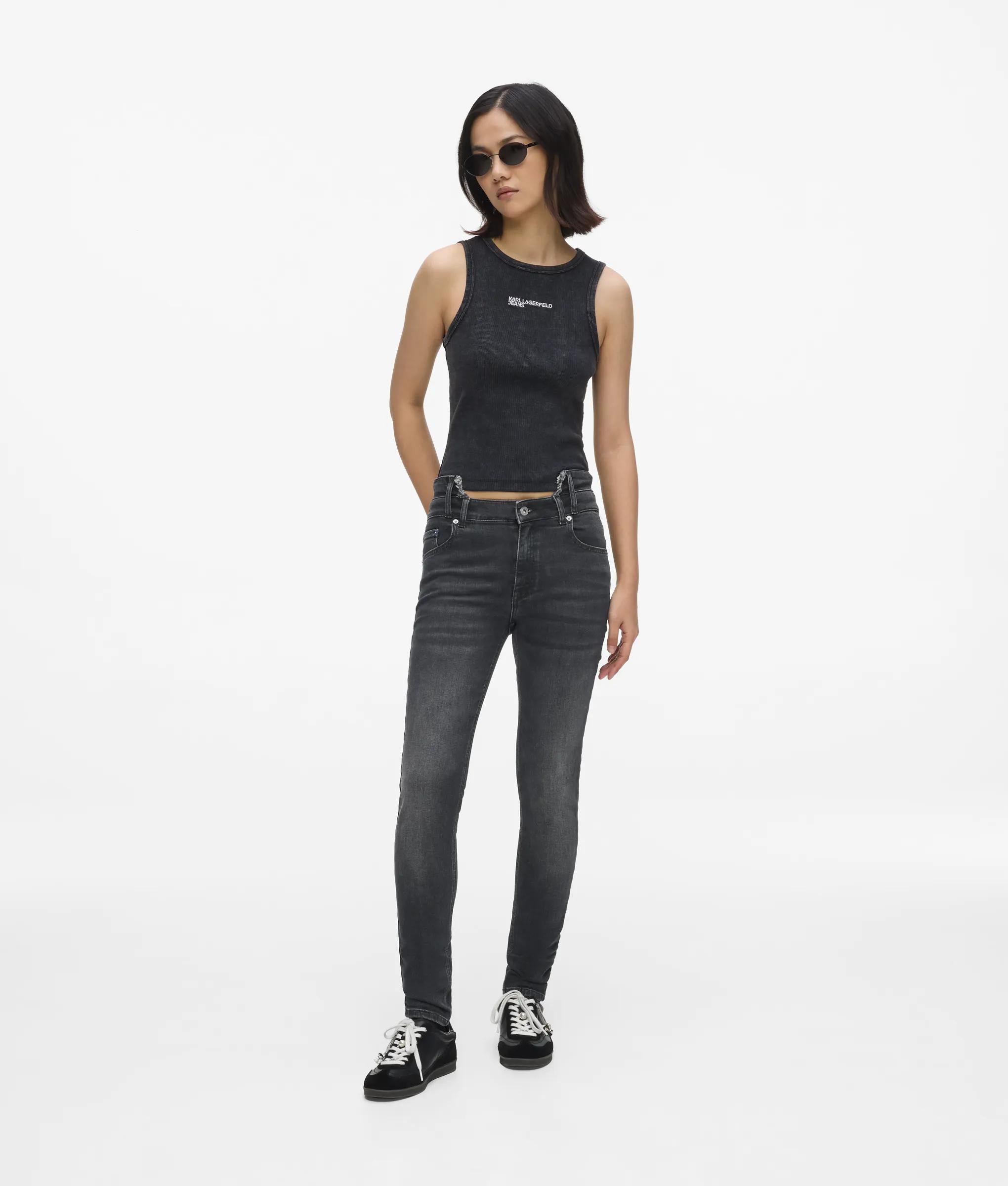 High-rise skinny jeans met uitgesneden taille