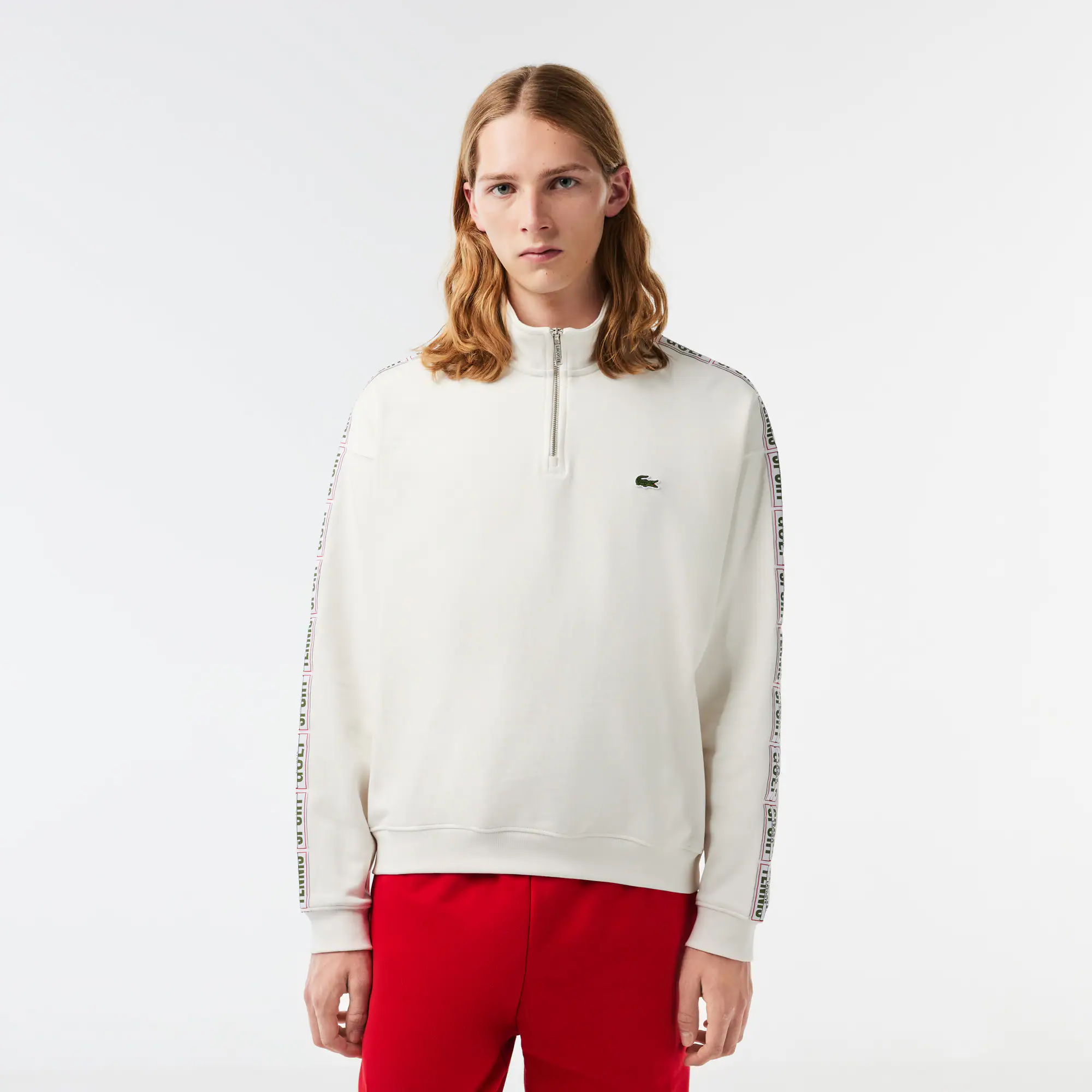 Zweifarbiges Jogger-Sweatshirt mit Logostreifen Sweatshirts - Weiss - Lacoste - Herren