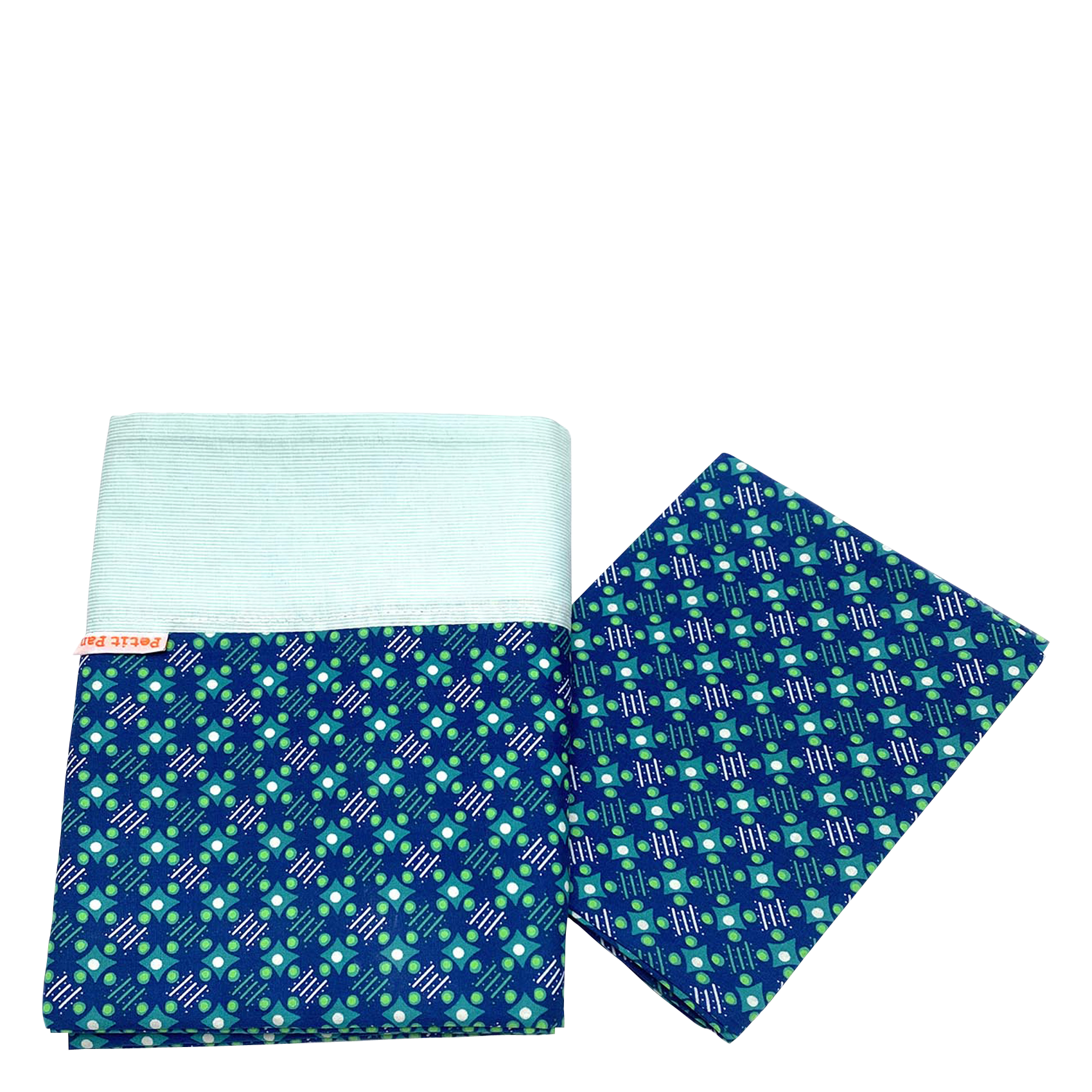 Parure de lit imprimé fleuri en coton | Bleu