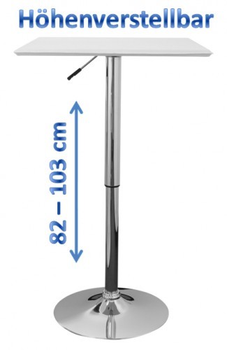 Stehtisch - weiß-chromfarben - Kunstleder - 104 cm hoch