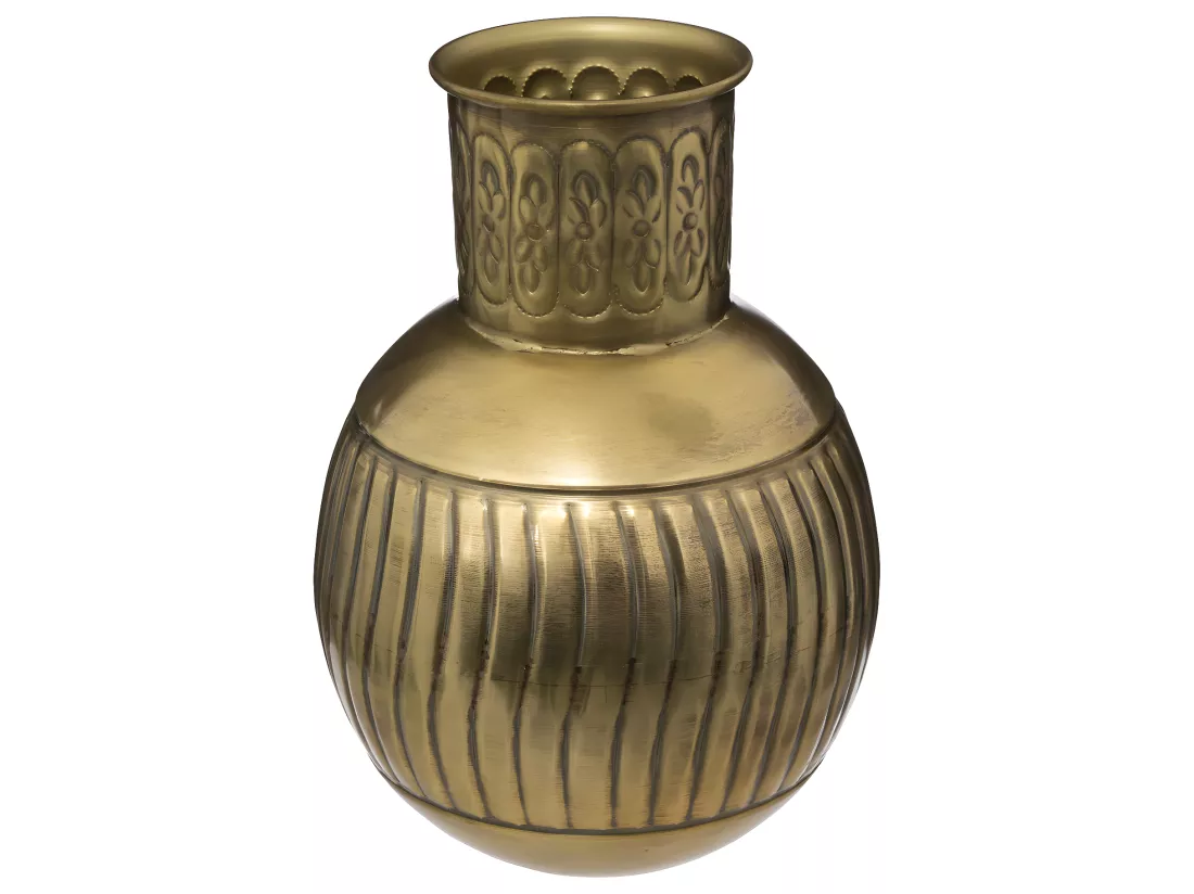 Vase en métal doré D 22 x H 31,5 cm