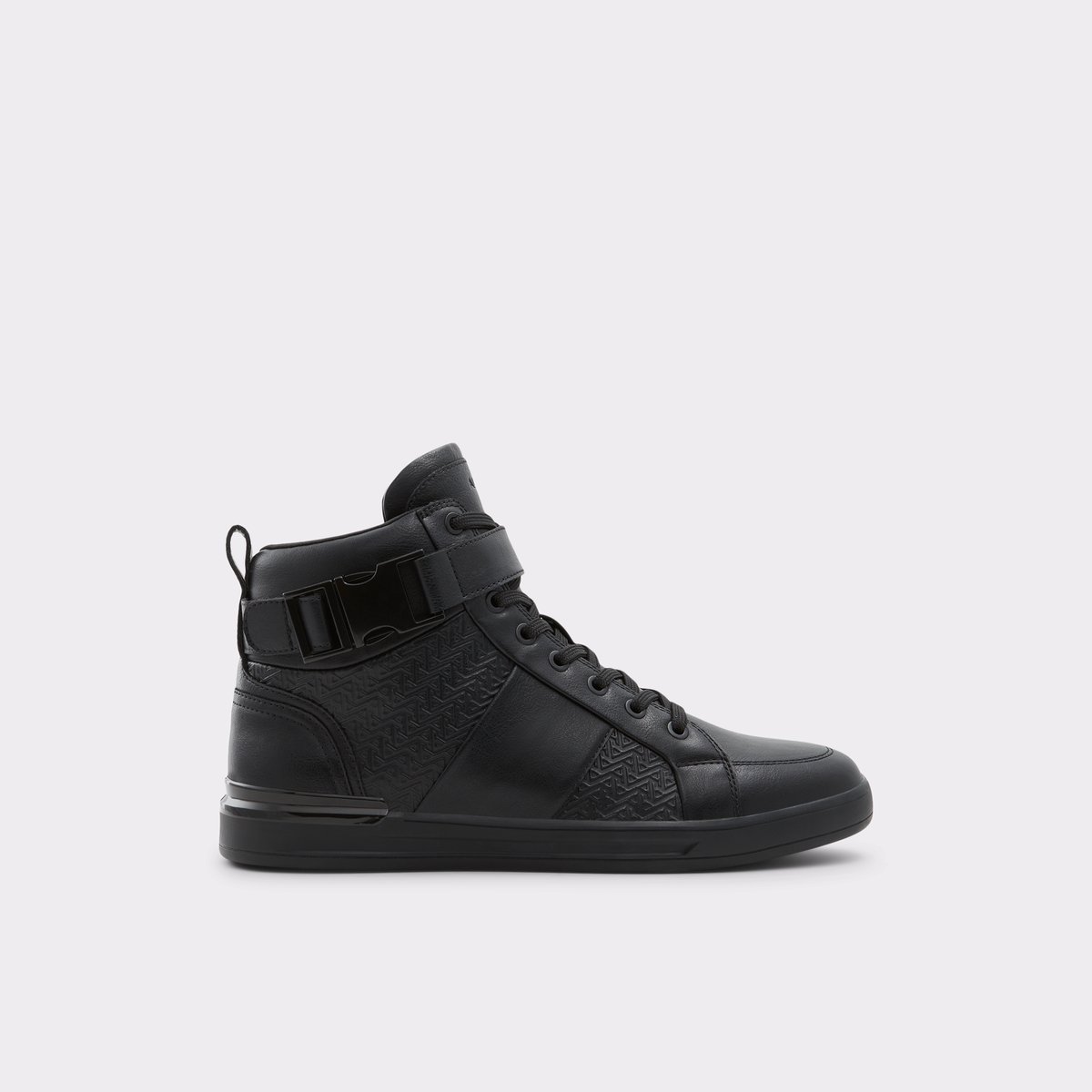 Brauerr Black Synthetic Embossed Men High top