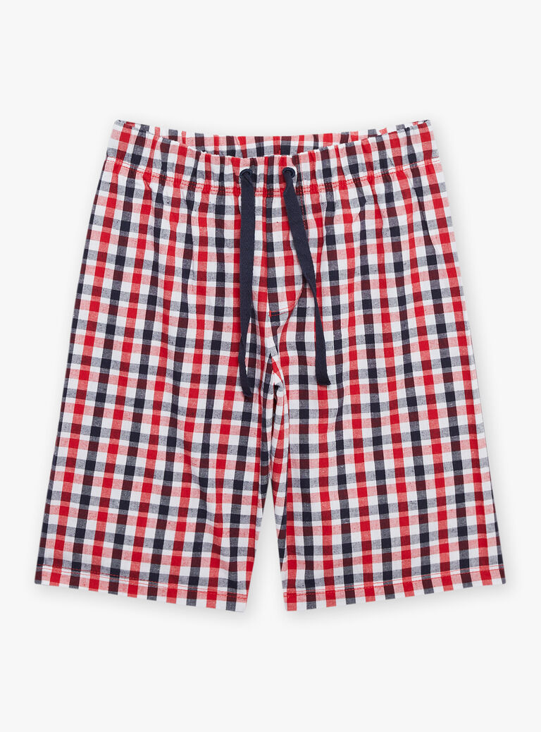 Pyjama gris chiné à motifs police et à imprimé à carreaux