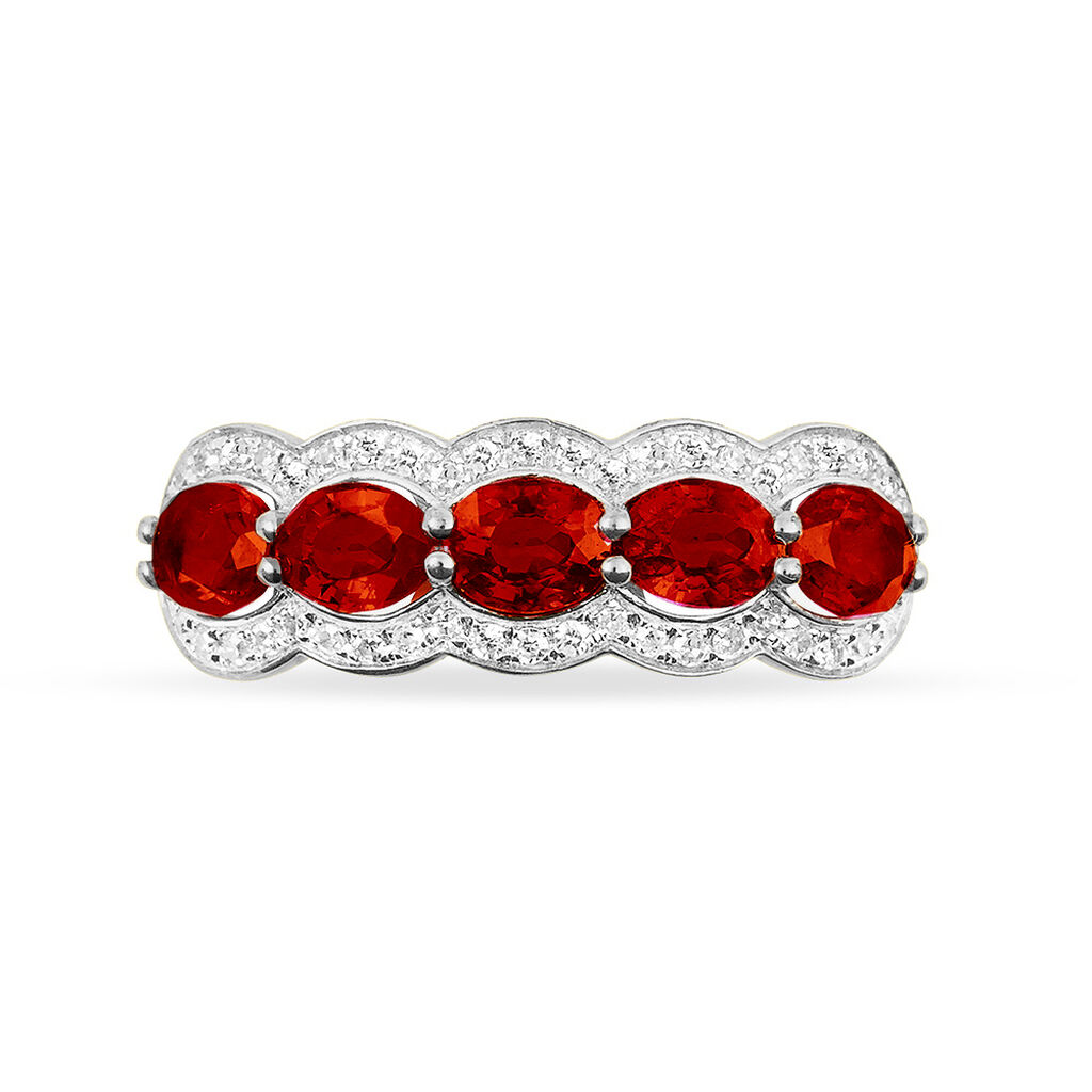 Bague Margaux Or Blanc Grenat Et Diamant