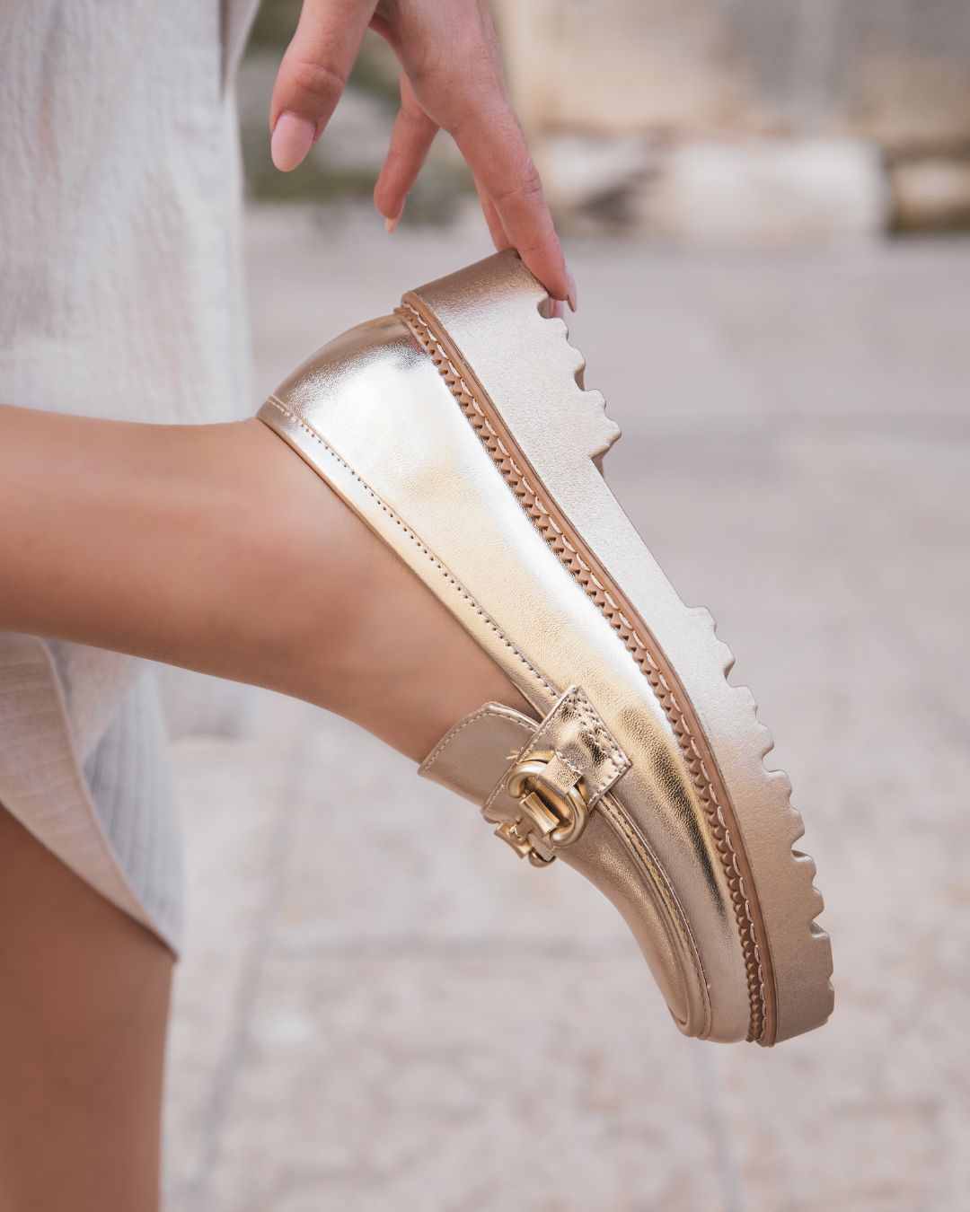 Mocassin femme doré - Jade