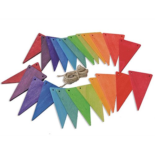 Grimm's houten vlaggenslinger - regenboog