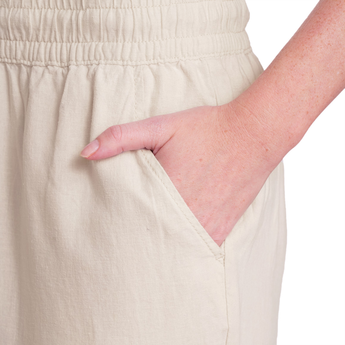 Gina Benotti Damen Leinen-Hose mit Elastikbund beige