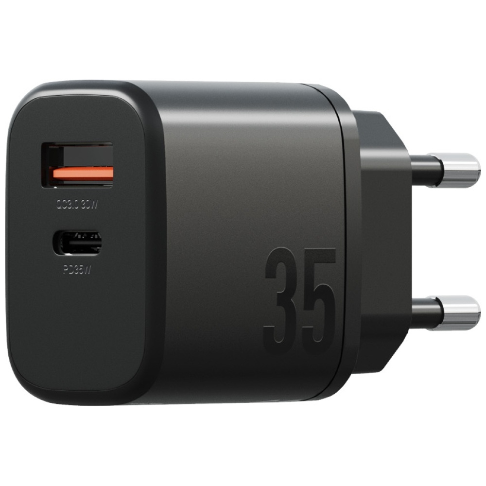 Bazic (by Energea) - (35W) Goport Velox USB C / USB A Ladegerät Netzteil Power Delivery 3.0 Quick Charge 3.0   (60W) USB C Ladekabel (CHR-GPVLX-EU-BLK) - Schwarz