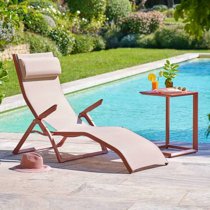 Table d'appoint de jardin carrée EVASION Acajou