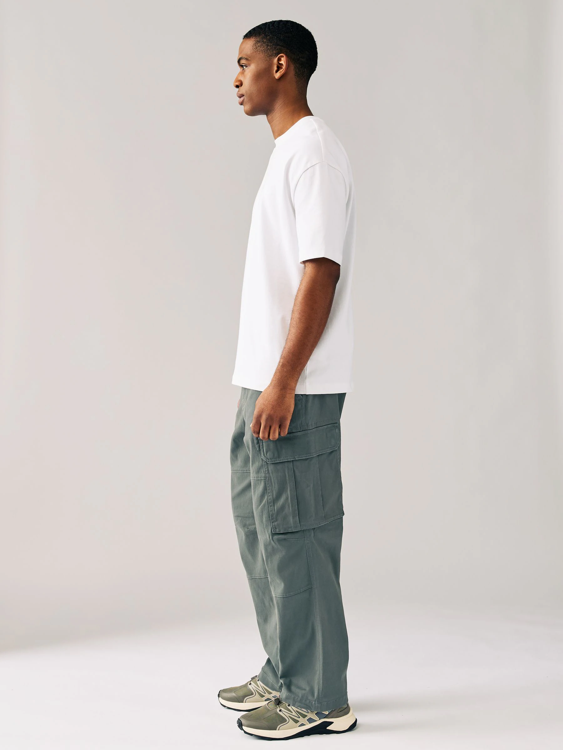 Antracietgrijs - Relaxed fit - Katoenen cargostretchbroek