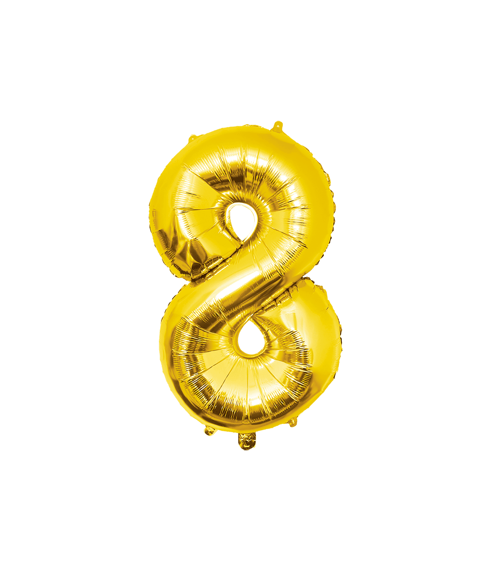 8 Jaar Cijfer Ballon Goud Leeg 86cm