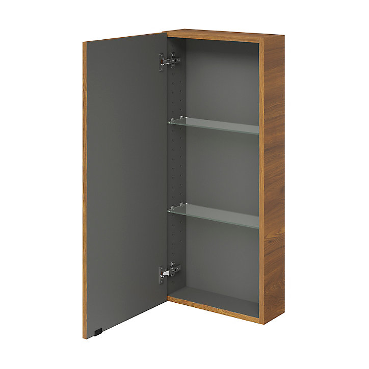 Armoire de salle de bains faible profondeur GoodHome Imandra décor noyer L. 40 x H. 90 x P. 15 cm