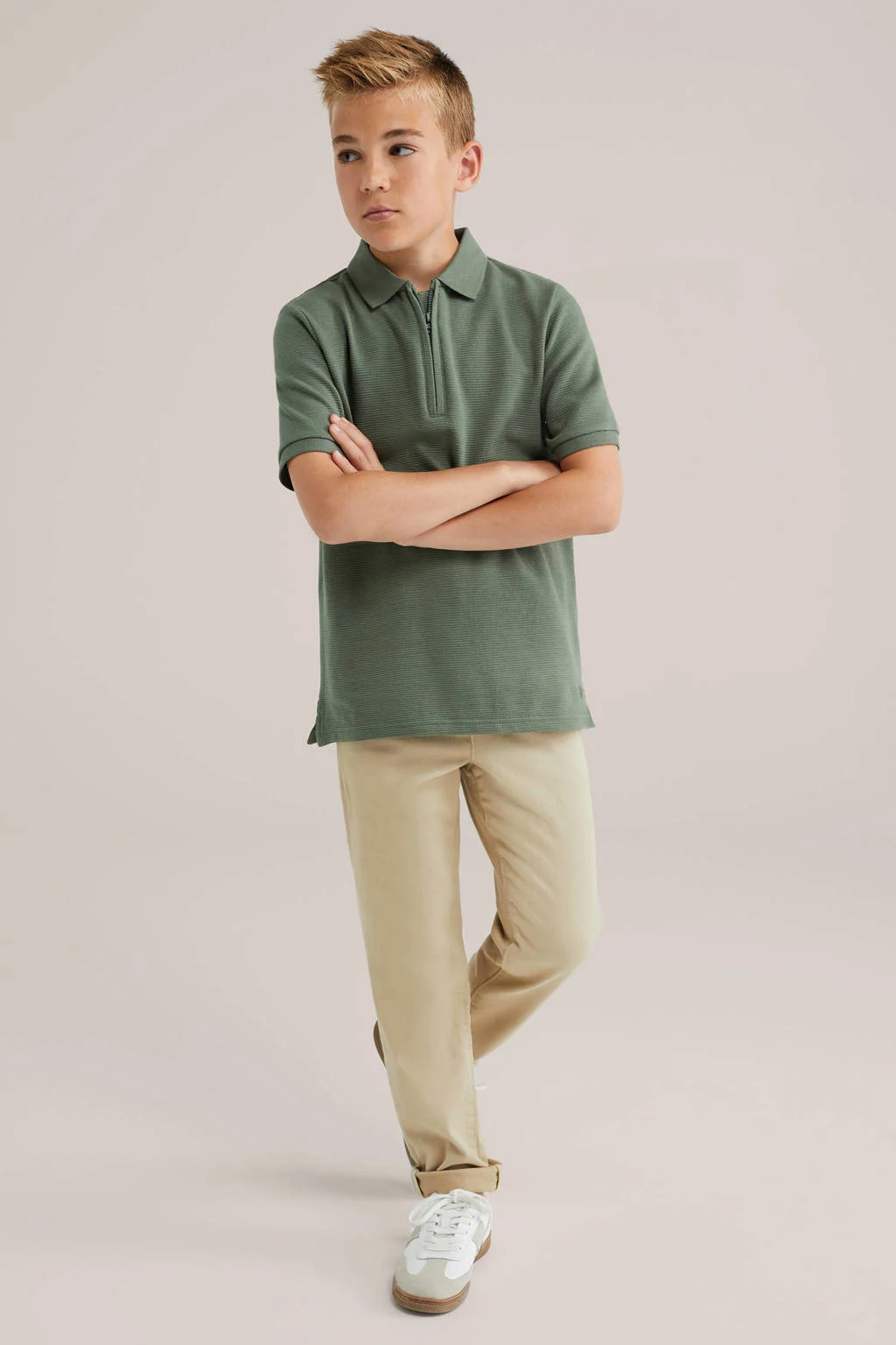 WE Fashion Blue Ridge polo olijfgroen