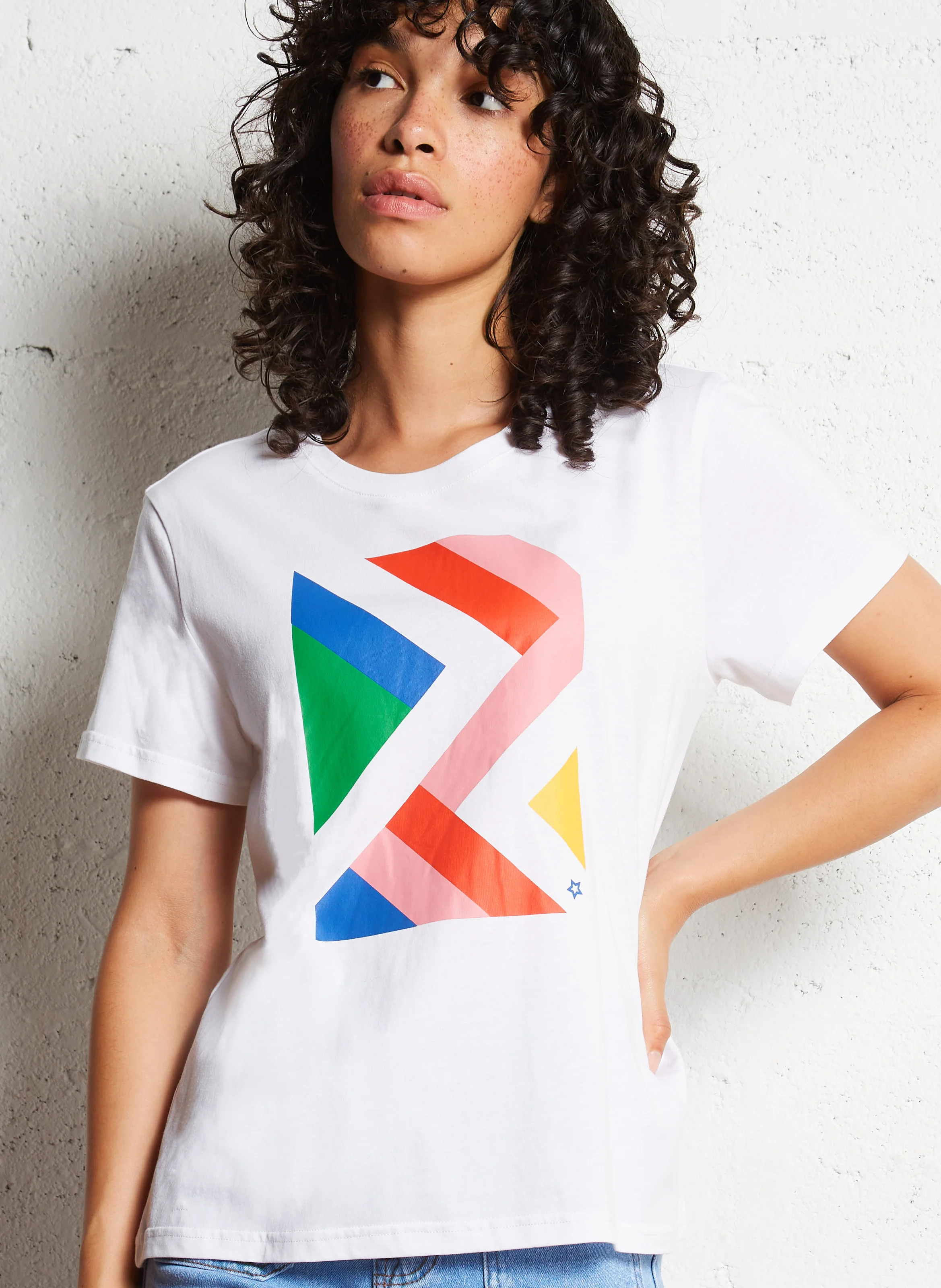 TAL - Tee-shirt droit col rond en coton | Blanc