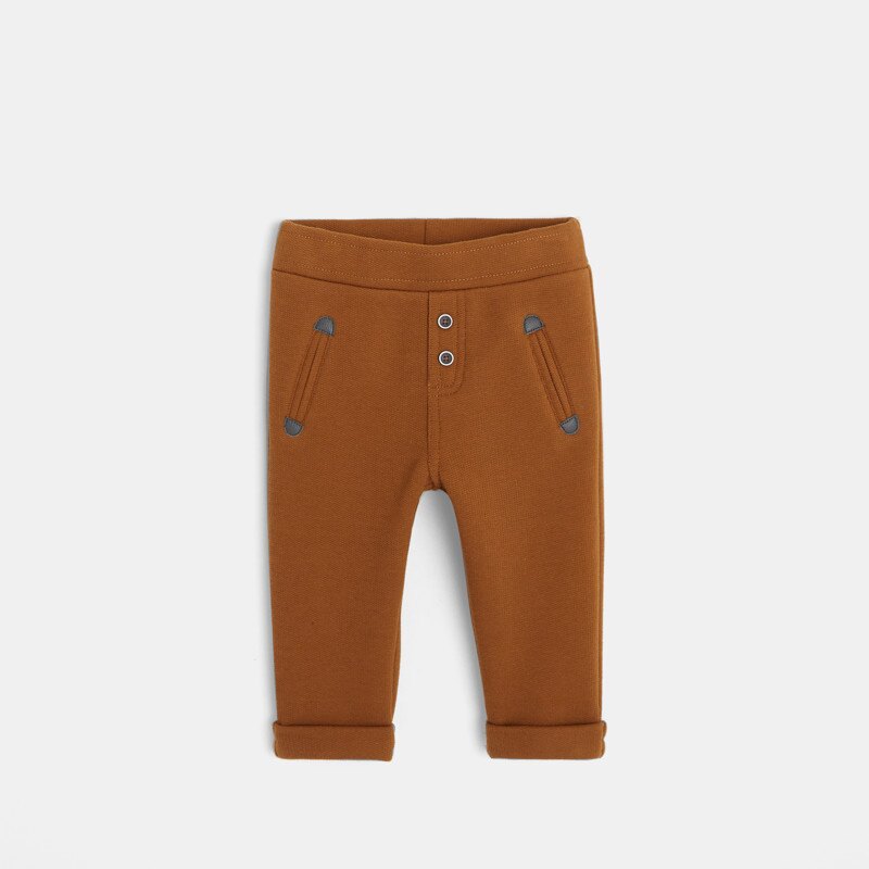 Jogpant molleton coton bio couleur marron bébé garçon Marron