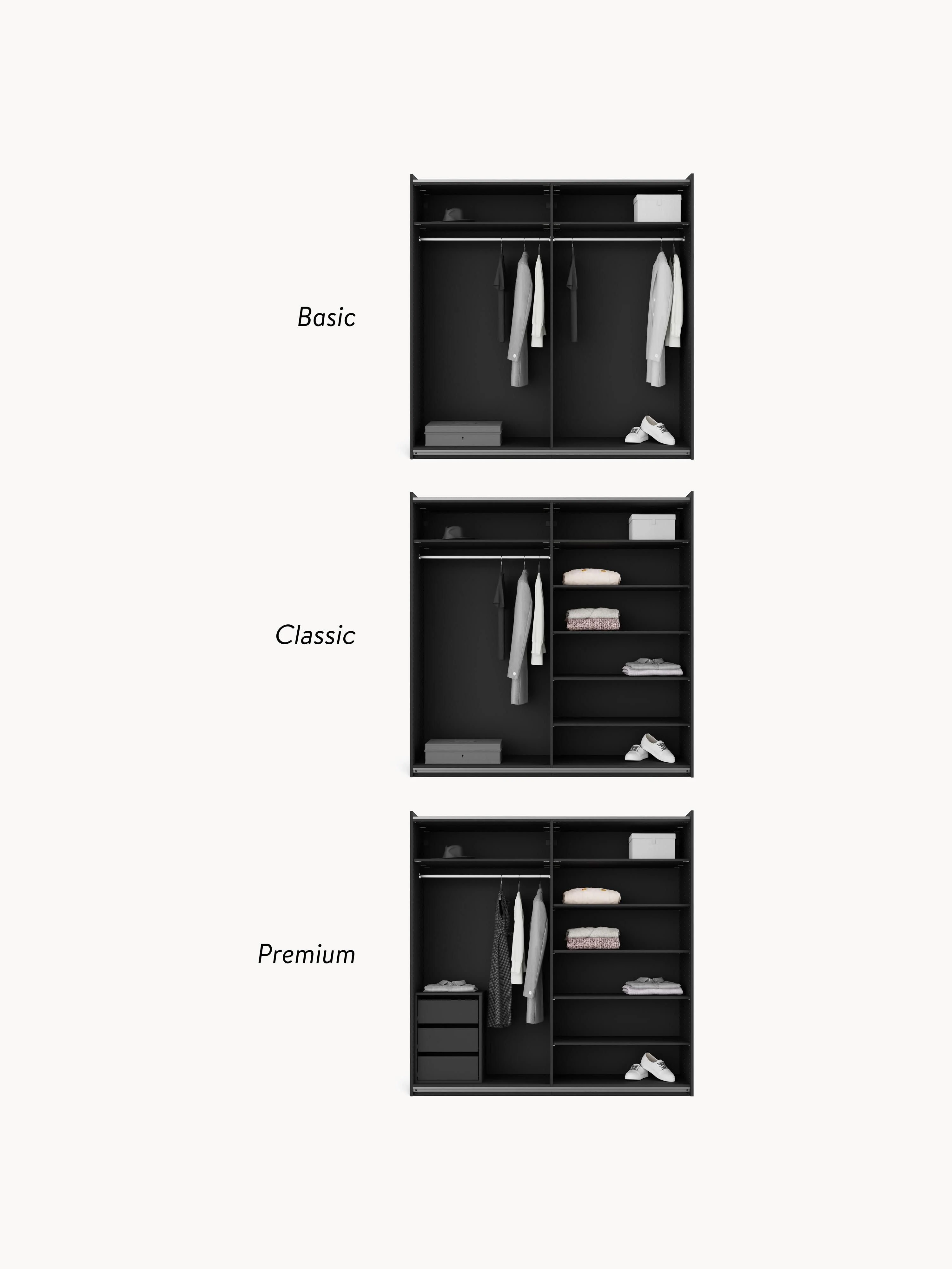 Modulaire schuifdeurkast Simone, 200 cm breed, diverse varianten