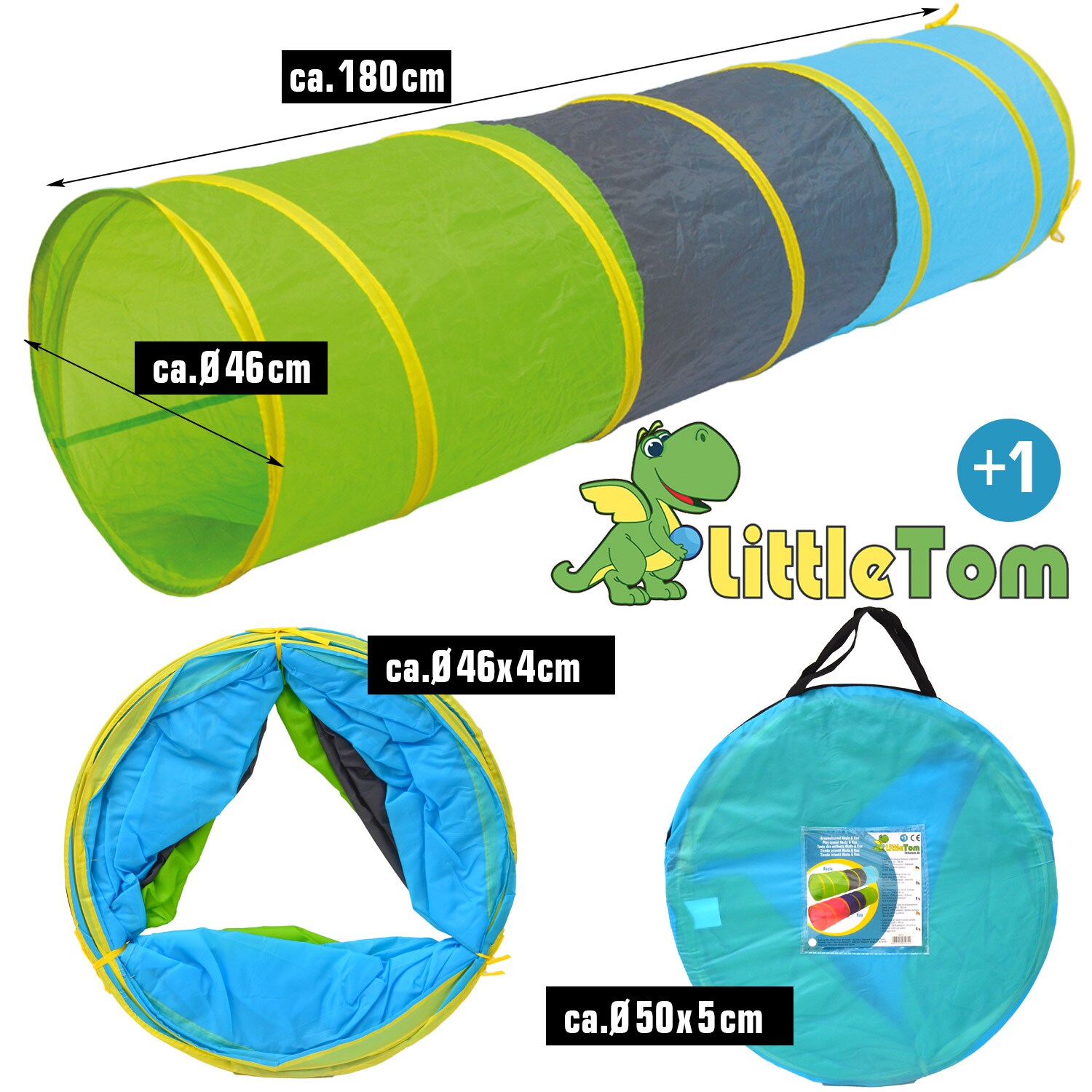 Spieltunnel 180x46cm Kriechtunnel Baby Krabbeltunnel Zelt Tunnel Bunt