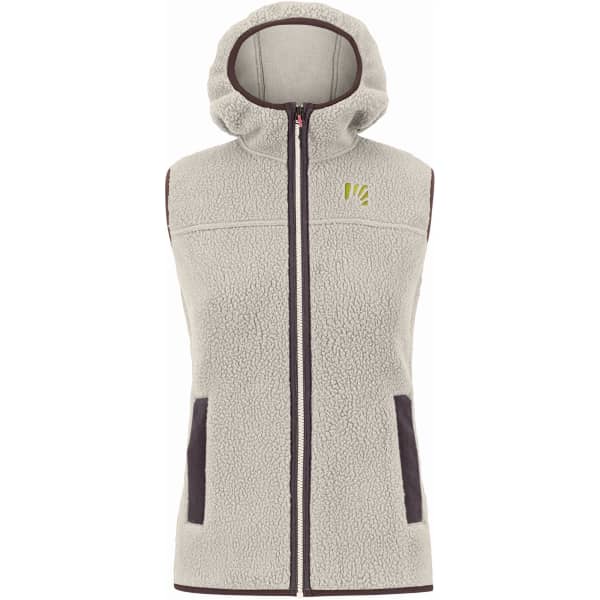 Veste polaire randonnée KARPOS MOIAZZA RETRO HOODIE W VEST OAT/HUCKLEBERRY
