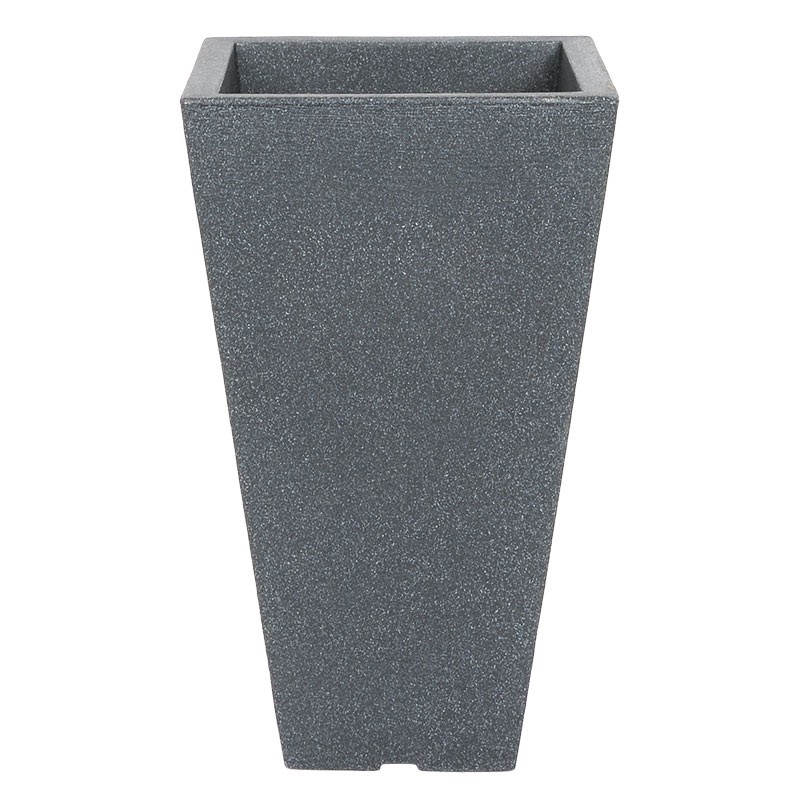 Pot carré évasé 'Stone' gris anthracite