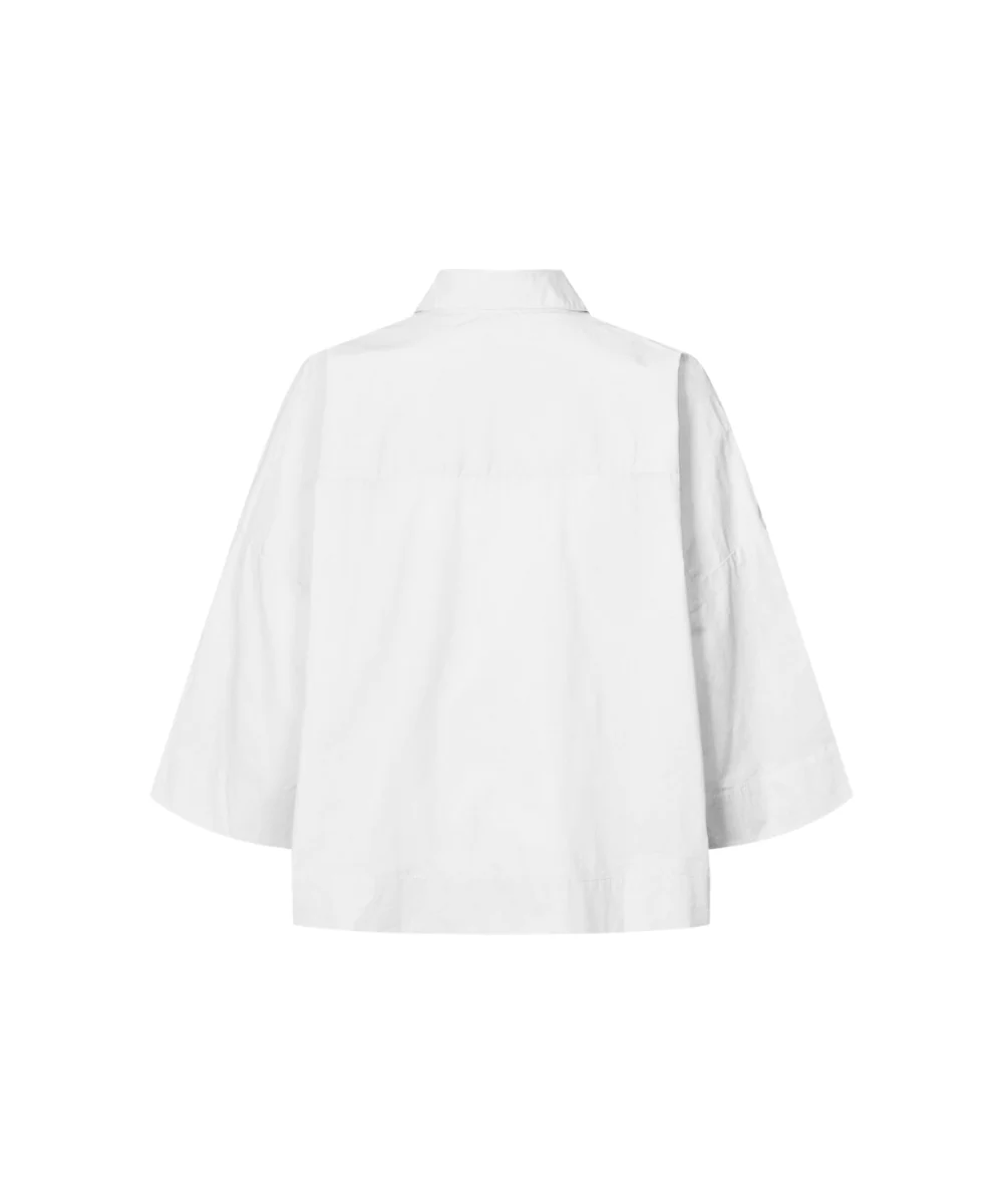 Rabens Saloner  Louisanna Poplin cropped shirt - hvid