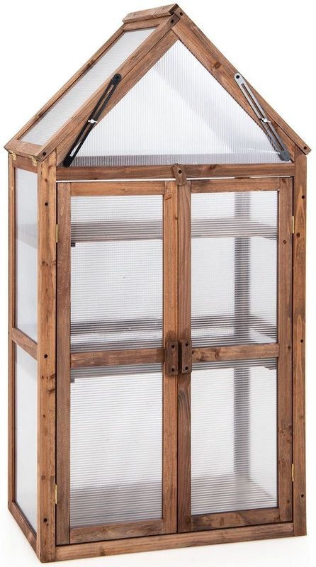 Coast Portable 3 Tier Mini Houten Serre met Verwijderbare Planken Transparant