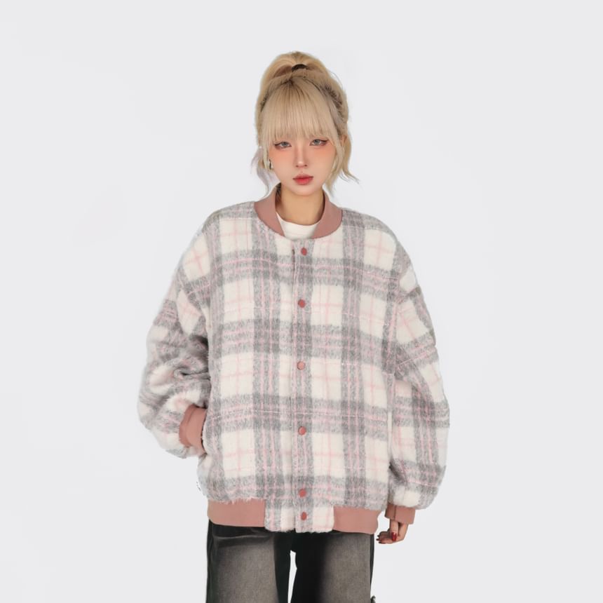 MELLO - Geruit oversized enkelrijgs honkbaljack
