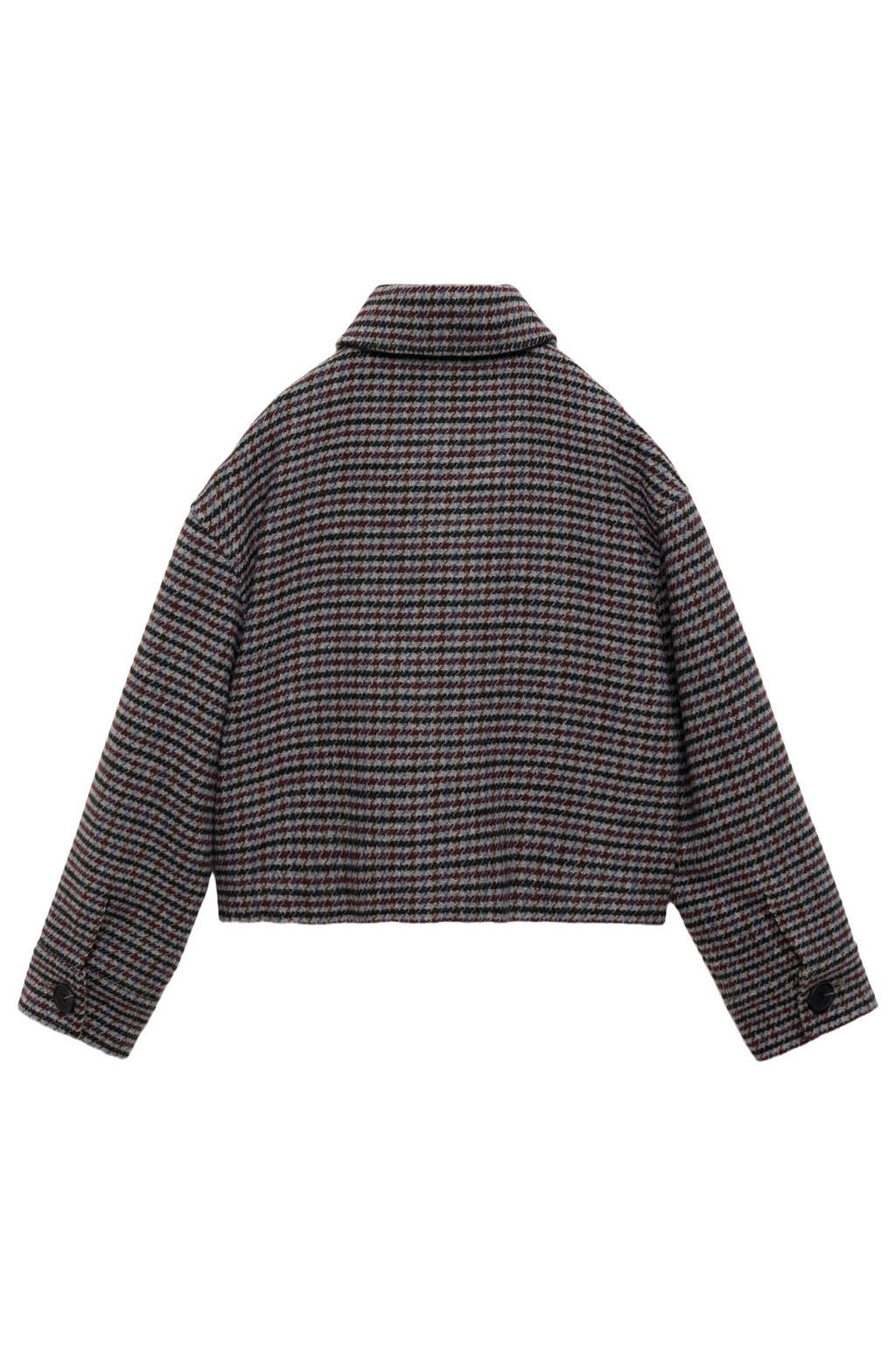 Mango Kids korte manteljas met wol donkerrood/grijs
