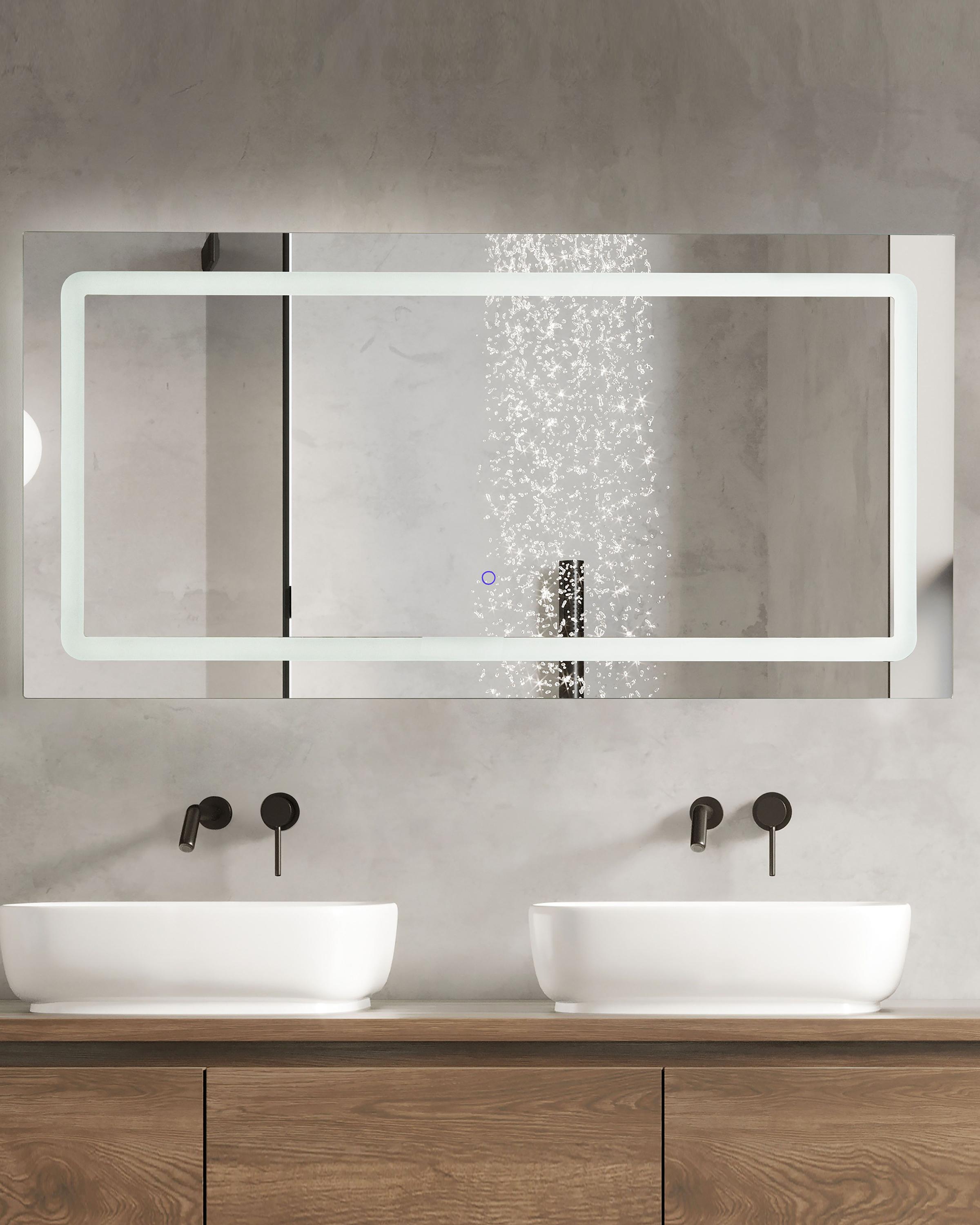 LED badkamerspiegel BENOUVILLE 120 cm 60 cm Zilver